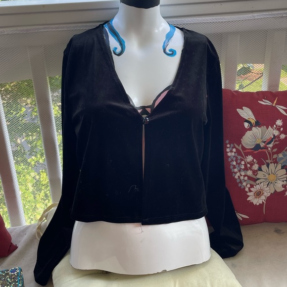 Black single button 90s cardigan - Picture 1 of 2